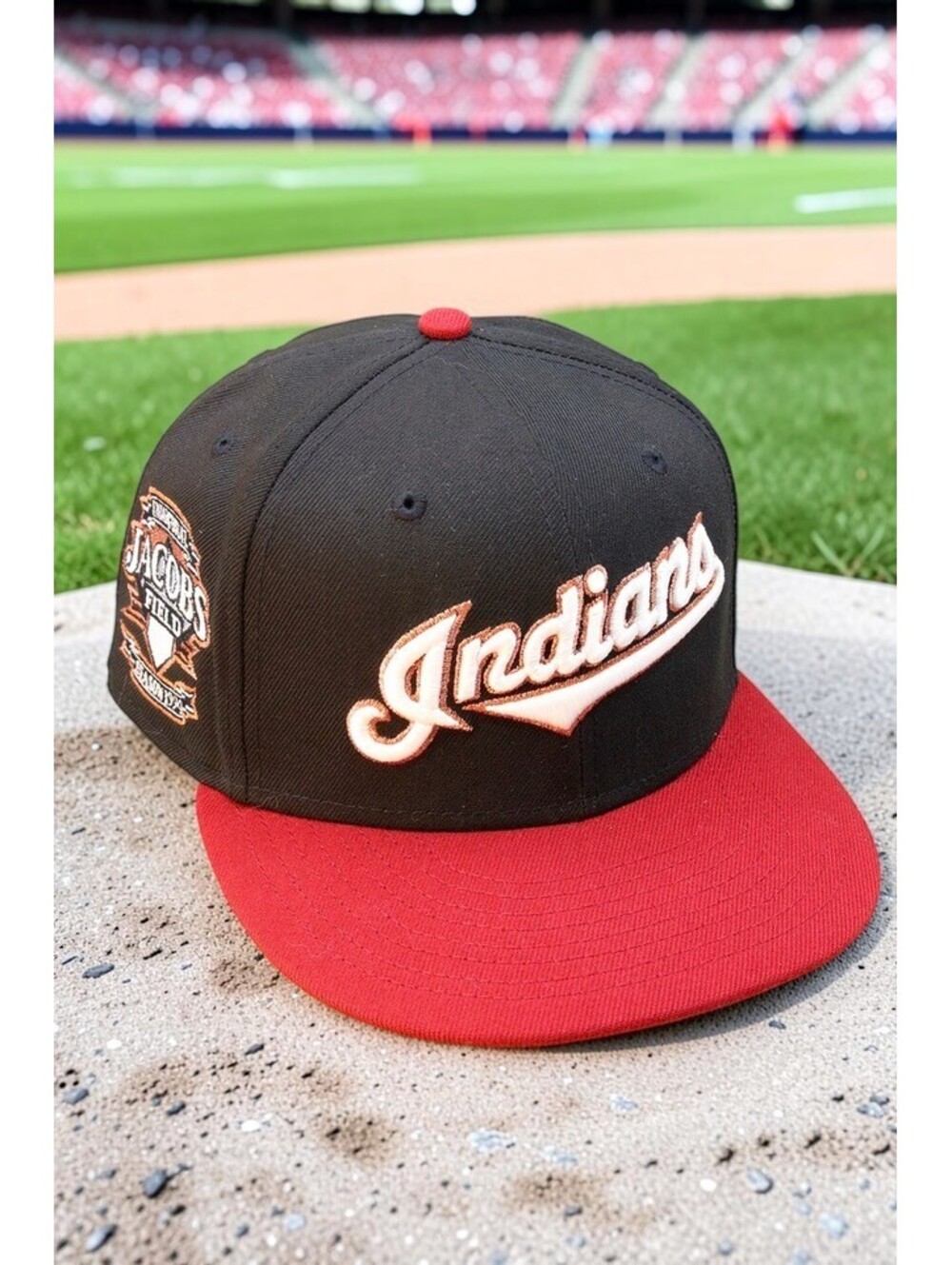 Cleveland Indians Glow Script New Era 59FIFTY Jacobs Field Hat 7 1/2 NWOT